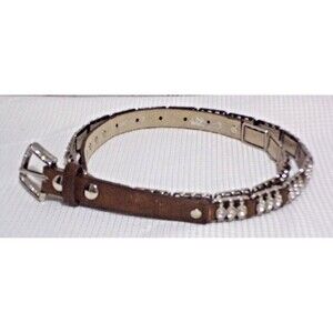 Nocona Bling Belt Silver Leather Adjustable Accents 28"
